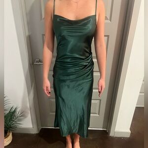 Elegant Green Satin Dress